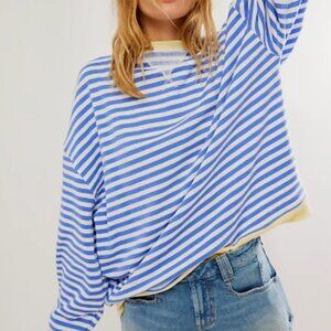 Free People Classic Striped Oversized Crewneck DUPE